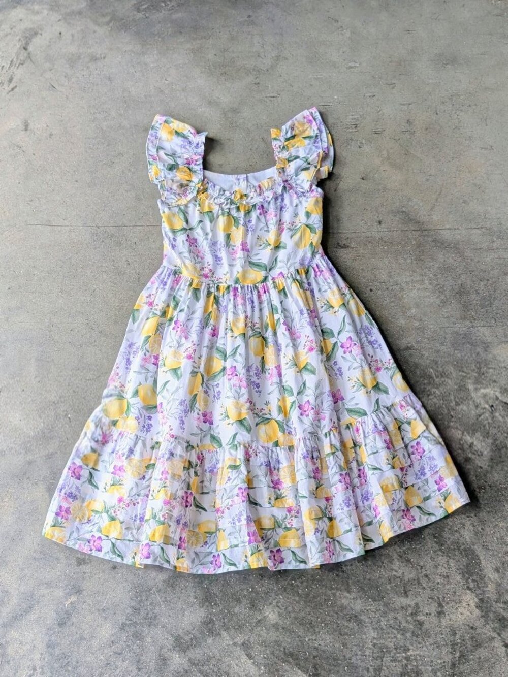 Janie and Jack Lemon Grove Floral Dress Ruffle Fit and Flare size 8